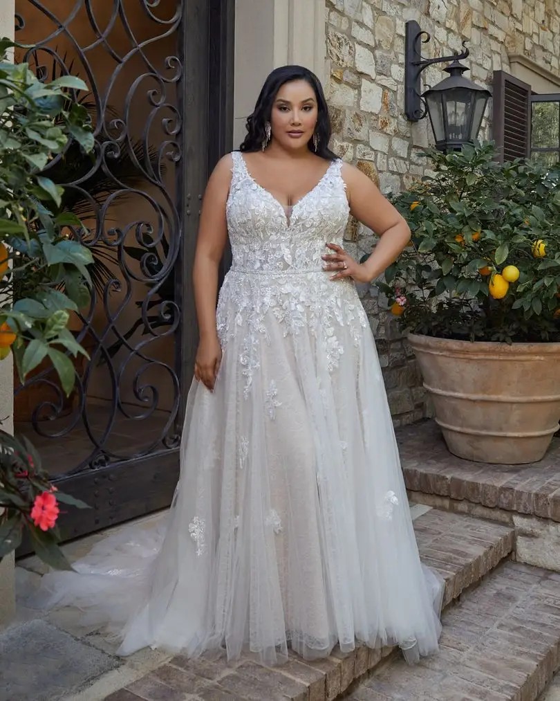 Model wearing a Plus Size Collection Gown