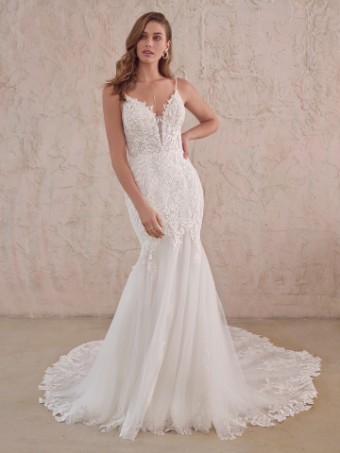 Maggie Sottero #PENELOPE (22MS940A01 - Plunging unlined bodice, Chantilly lace & sparkle tulle 1) #0 default thumbnail