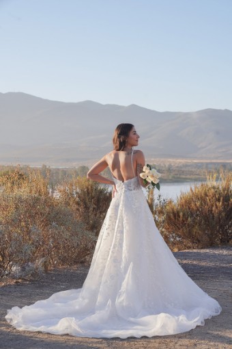 Stella York #7398 - Unlined #1 (IV-BC) Ivory Lace Tulle and Regency Organza over Biscotti Gown thumbnail