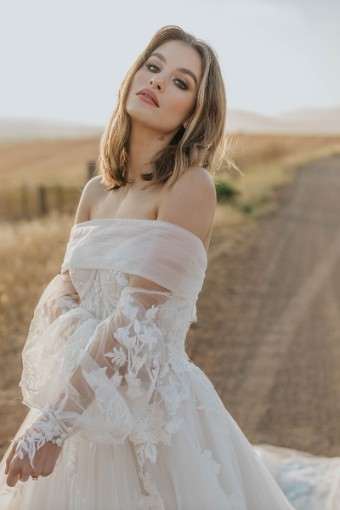 Martina Liana #1413IQ #1 (IV-BC) Ivory Lace and Tulle over Biscotti Gown thumbnail