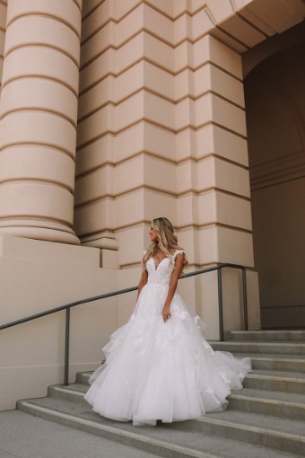 Martina Liana #1400CR #0 default (IV-BC) Ivory Lace Tulle & Biscotti Regal Organza over Biscotti Gown thumbnail