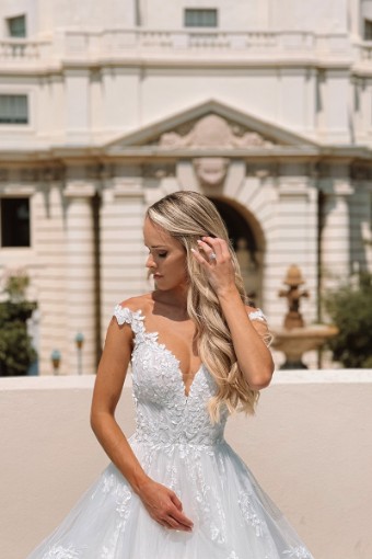 Martina Liana #1400CR #1 (IV-BC) Ivory Lace Tulle & Biscotti Regal Organza over Biscotti Gown thumbnail