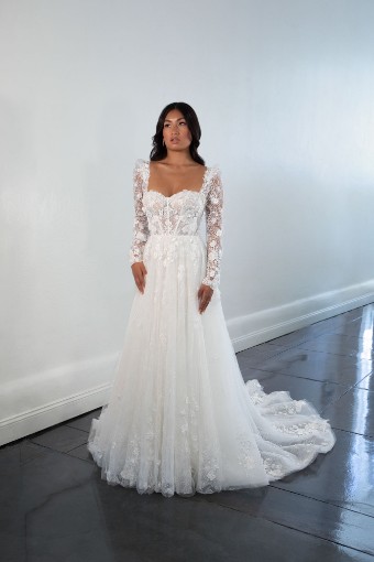 Martina Liana #1455 #0 default (IVBC-PL) Ivory Lace Tulle & Regal Org ov BSC Gown w PLN Tulle Plunge thumbnail