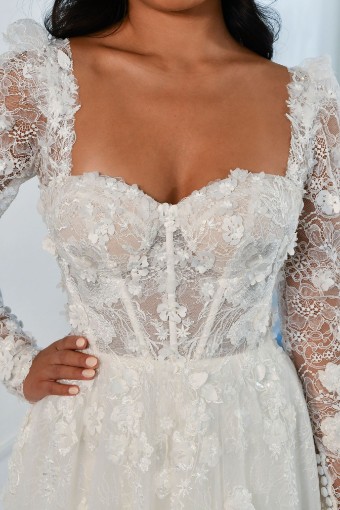 Martina Liana #1455 #3 (IVBC-PL) Ivory Lace Tulle & Regal Org ov BSC Gown w PLN Tulle Plunge thumbnail