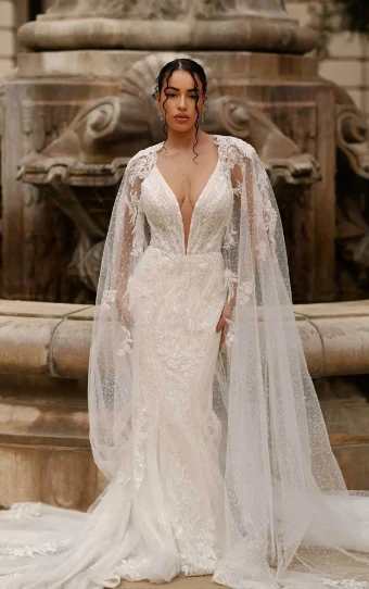 Martina Liana #1651 #0 default (IVIV-PL) Ivory Lace & Tulle over Ivory Gown w Porcelain Tulle Illusion thumbnail