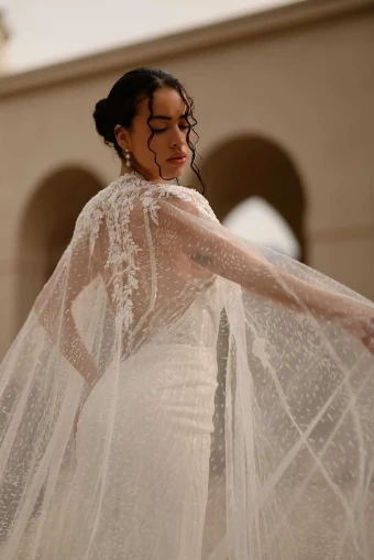 Martina Liana #1651 #1 (IVIV-PL) Ivory Lace & Tulle over Ivory Gown w Porcelain Tulle Illusion thumbnail