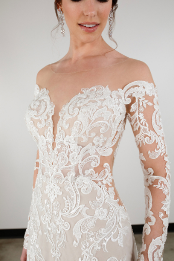 Essense of Australia #D3961 #2 (IVRM-PL) Ivory Lace & Tulle over Rum Gown w Porcelain Tulle Illusion thumbnail