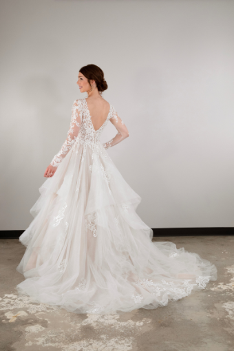 Essense of Australia #D3892 #1 (IVIV-PL) Ivory Lace & Tulle over Ivory Gown w Porcelain Tulle Plunge thumbnail