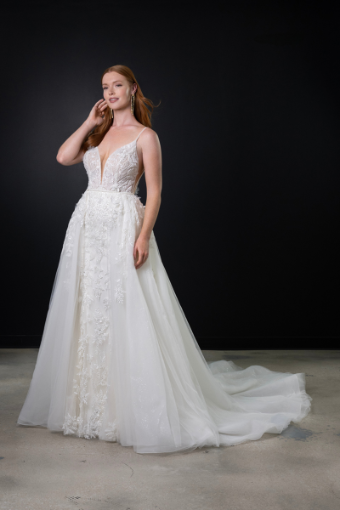 Martina Liana #ML1657 #0 (IVRM-PL) Ivory Lace & Tulle over Rum Gown w Porcelain Tulle Illusion thumbnail