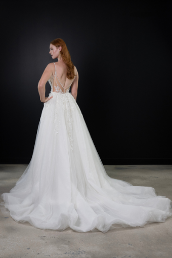 Martina Liana #ML1657 #1 (IVRM-PL) Ivory Lace & Tulle over Rum Gown w Porcelain Tulle Illusion thumbnail