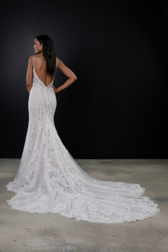 Martina Liana #1713 #1 (IVRM-PL) Ivory Lace & Tulle over Rum Gown w Porcelain Tulle Plunge thumbnail