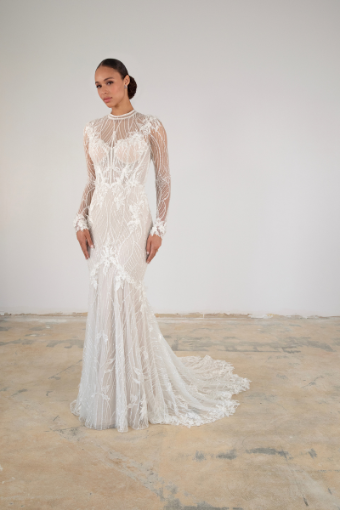 Martina Liana #LE1296 #0 (IVBC-PL) Ivory Lace Tulle & Regal Org ov BSC Gown w PLN Tulle Plunge thumbnail