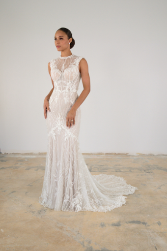 Martina Liana #LE1296 #2 (IVBC-PL) Ivory Lace Tulle & Regal Org ov BSC Gown w PLN Tulle Plunge thumbnail