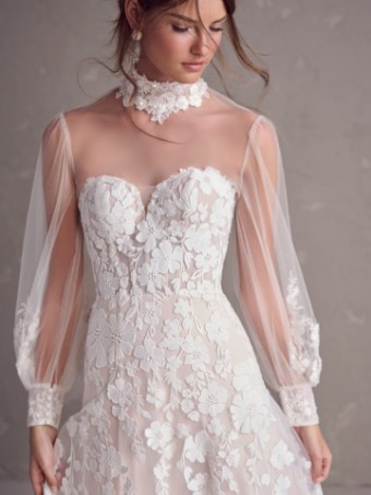 Maggie Sottero #DEMETRIA (24MS185A01) #2 All Ivory (gown with Ivory Illusion) thumbnail