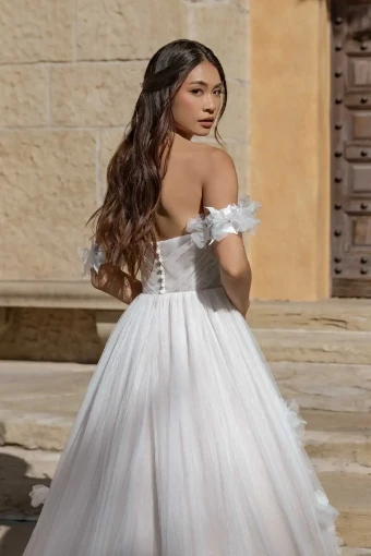 Essense of Australia #D3734 #1 default (IVIV-PL) IVR LACE TULLE & ROYAL ORG OV IVR GOWN W PLN TULLE PLUNGE thumbnail