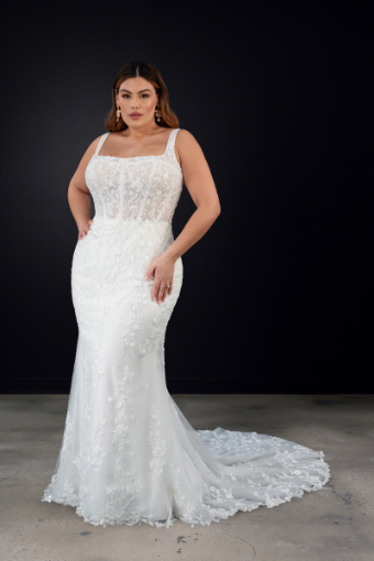 Martina Liana #1821 #2 (IVBC-PL) Ivory Lace Tulle & Regal Org ov BSC Gown w PLN Tulle Plunge thumbnail