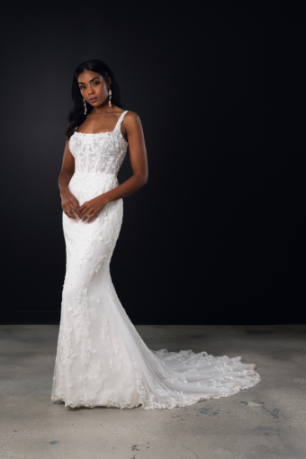 Martina Liana #1821 #0 default (IVBC-PL) Ivory Lace Tulle & Regal Org ov BSC Gown w PLN Tulle Plunge thumbnail