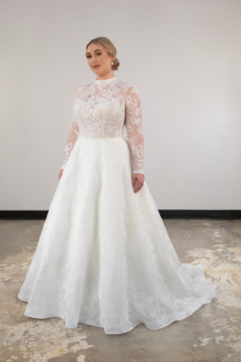 Essense of Australia #D4028 #3 (IV-IV) IVORY LACE AND REGAL ORGANZA OVER IVORY GOWN thumbnail