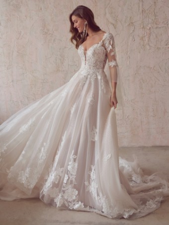 Maggie Sottero #BRITNEY (22MC932A01 - Unlined Bodice, Glitter Tulle 3) #7 All Ivory (gown with Ivory Illusion) thumbnail