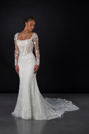 Martina Liana #1867 #0 (IV-RM) IVORY LACE AND TULLE OVER RUM GOWN thumbnail
