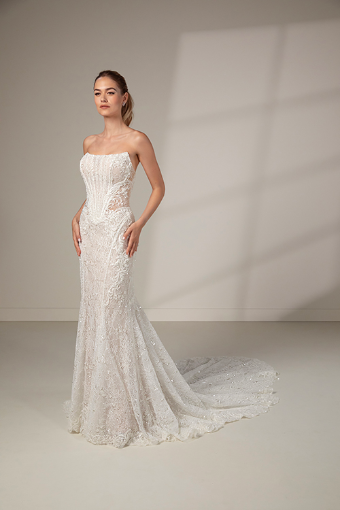 Martina Liana Luxe #LE1399 #0 (IVRM-PL) Ivory Lace & Tulle over Rum Gown w Porcelain Tulle Illusion thumbnail