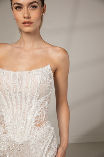 Martina Liana Luxe #LE1399 #2 default (IVRM-PL) Ivory Lace & Tulle over Rum Gown w Porcelain Tulle Illusion thumbnail