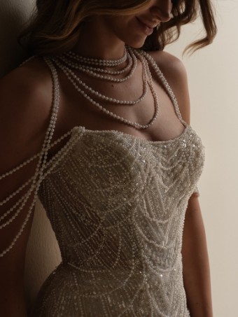 Sottero and Midgley #CONSTANCE (25SS348A01) #1 Ivory/Silver Accent over Soft Nude (gown with Natural Illusion) thumbnail