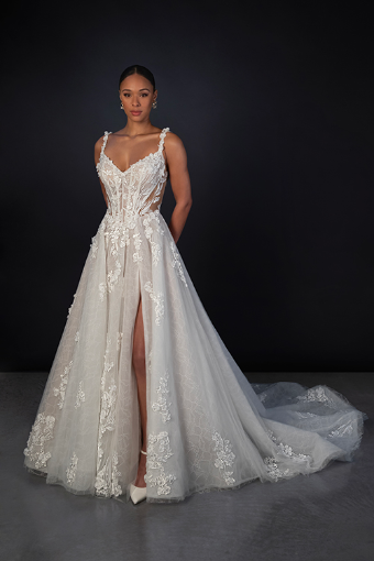 Martina Liana #1899 #0 (IVIV-PL) Ivory Lace & Tulle over Ivory Gown w Porcelain Tulle Illusion thumbnail