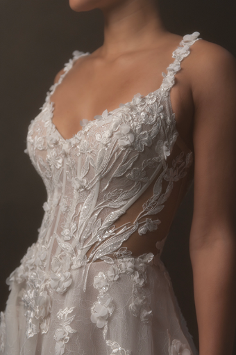 Martina Liana #1899 #2 (IVIV-PL) Ivory Lace & Tulle over Ivory Gown w Porcelain Tulle Illusion thumbnail