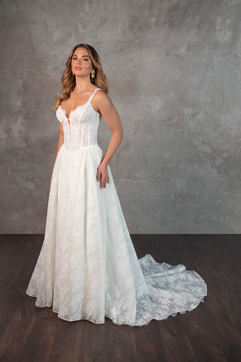 Essense of Australia #D4315 #0 (IV-PL) IVORY GOWN W PORCELAIN TULLE ILLUSION AND PLUNGE thumbnail