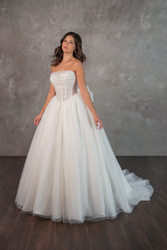 Essense of Australia #D4322 #0 (IV-PL) IVORY GOWN W PORCELAIN TULLE ILLUSION AND PLUNGE thumbnail