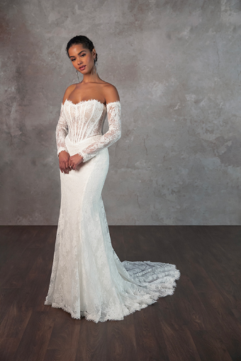 Essense of Australia #D4287 #0 default (IVBC-PL) Ivory Lace Tulle & Regal Org ov BSC Gown w PLN Tulle Plunge thumbnail