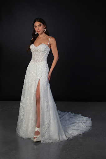 Martina Liana #ML1936 - Tie Up #0 (IV-RM) IVORY LACE AND TULLE OVER RUM GOWN thumbnail