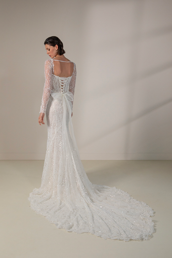 Martina Liana Luxe #LE1405 - Unlined Zipper Back #1 (IV-PL) IVORY GOWN W PORCELAIN TULLE ILLUSION AND PLUNGE thumbnail