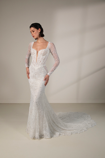 Martina Liana Luxe #LE1405 - Unlined Zipper Back #0 default (IV-PL) IVORY GOWN W PORCELAIN TULLE ILLUSION AND PLUNGE thumbnail