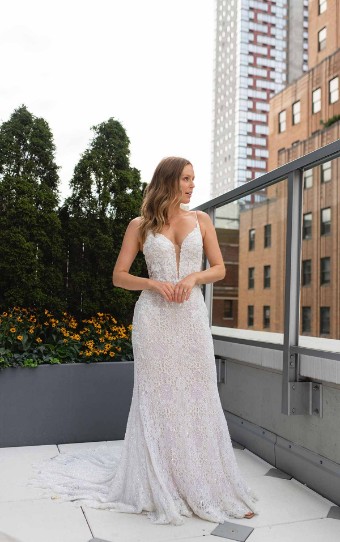 Martina Liana #LE1125IV #4 (IVIV-PL) Ivory Lace & Tulle over Ivory Gown w Porcelain Tulle Plunge thumbnail