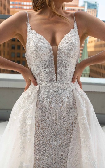 Martina Liana #LE1125IV #2 (IVIV-PL) Ivory Lace & Tulle over Ivory Gown w Porcelain Tulle Plunge thumbnail