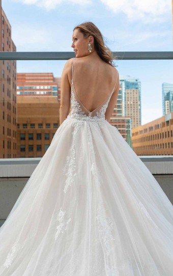 Martina Liana #LE1125IV #3 (IVIV-PL) Ivory Lace & Tulle over Ivory Gown w Porcelain Tulle Plunge thumbnail