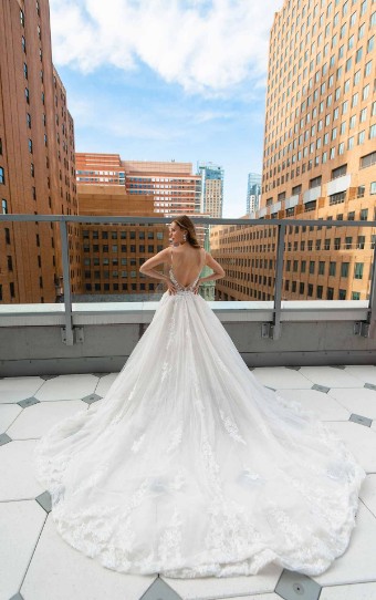 Martina Liana #LE1125IV #1 (IVIV-PL) Ivory Lace & Tulle over Ivory Gown w Porcelain Tulle Plunge thumbnail
