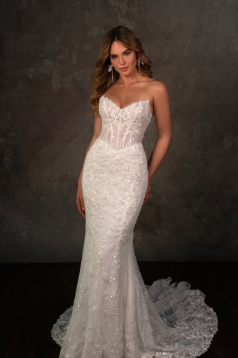 Essense of Australia #D4368 #2 (IVBC-PL) Ivory Lace Tulle & Regal Org ov BSC Gown w PLN Tulle Plunge thumbnail