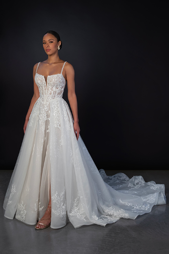 Martina Liana #ML1833 #0 default (AQ-PL) Antique Ivory Gown with Porcelain Tulle Plunge thumbnail