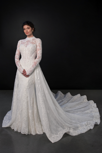 Martina Liana #ML1995 #0 (IV-IV) IVORY LACE AND TULLE OVER IVORY GOWN W IVORY OVERSKIRT thumbnail