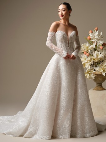 Sottero and Midgley #ANGELICA (26SZ476B01 ) #3 All Ivory (gown with Ivory Illusion) thumbnail