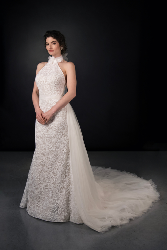 Martina Liana #ML2050 #0 default Ivory Lace over Latte Gown with Ivory Overskirt thumbnail