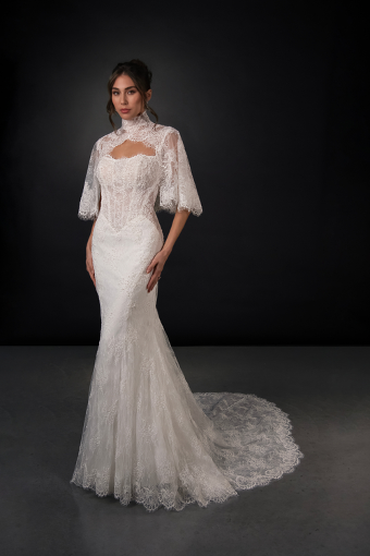 Martina Liana #ML2010 #0 default (IVBC-PL) Ivory Lace Tulle & Regal Org ov BSC Gown w PLN Tulle Plunge thumbnail