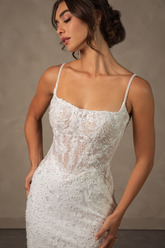 Essense of Australia #D4567 #4 default (IVIV-PL) Ivory Lace & Tulle over Ivory Gown w Porcelain Tulle Illusion thumbnail