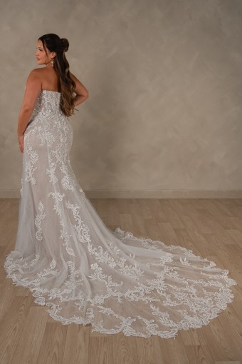 Essense of Australia #D4625 #2 (IVBC-PL) Ivory Lace Tulle & Regal Org ov BSC Gown w PLN Tulle Plunge thumbnail