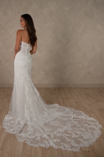 Essense of Australia #D4625 #1 (IVBC-PL) Ivory Lace Tulle & Regal Org ov BSC Gown w PLN Tulle Plunge thumbnail